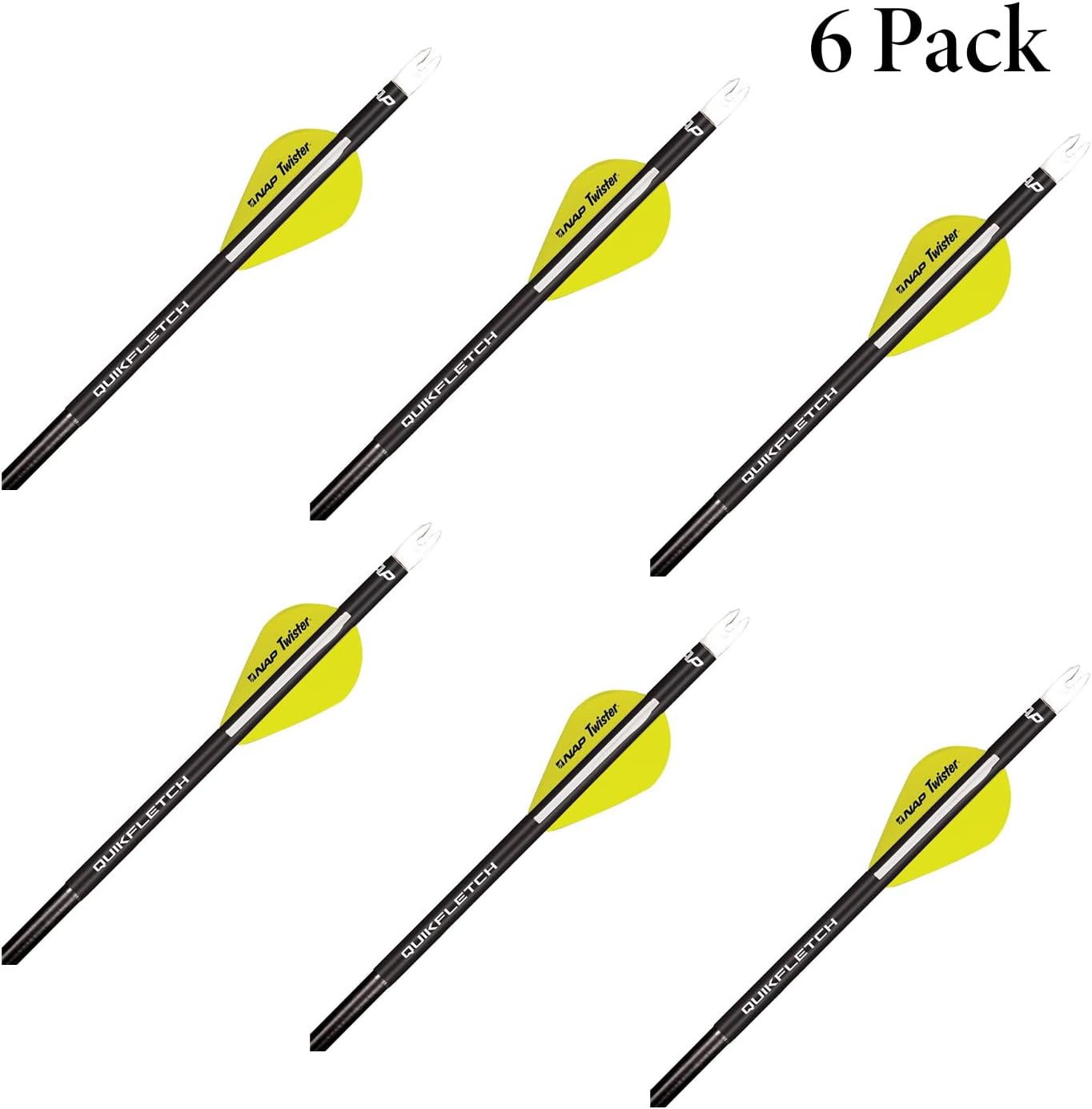 New Archery Products Quikfletch Twister 2" 3-Vane Stabilizing Fletching for Increased Accuracy of Compound Bow Arrows & Crossbow Bolts - 6 Pack