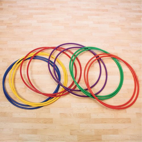S&S Worldwide No-Knott Hoops, 30". Very Durable, Institutional Quality Hoops for Hula, P.E. Station Marking and More. 0.07" Thick x 0.85" Diameter Cross Section PE Plastic Tubing. Pack of 12.
