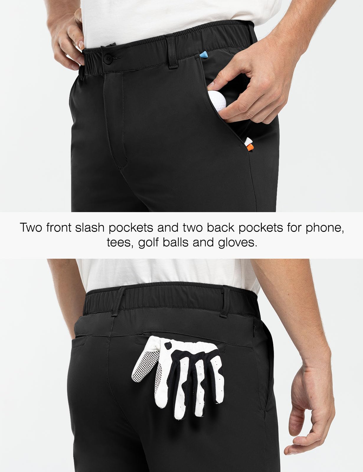Rdruko Men's Golf Shorts Stretch Quick Dry 9" Work Casual Shorts with 5 Pockets(Black, US 40)
