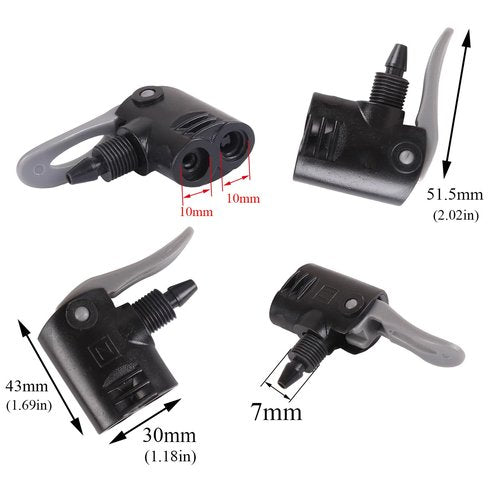 Meuey Lyot Black Dual Head Bike Pump Adapter Valve Quick Pump Fitting Replacement Nozzle Tire Valve Connector Valve Adapter 2PCS