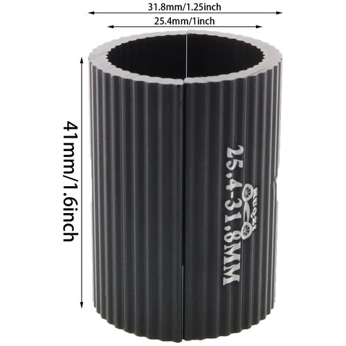 heyous 1 Pair Black 25.4 to 31.8MM Cycling Parts Components Bike Handlebar Shim Bicycle Handlebar Stem Shim Handle Bar Adapter Reducer Aluminum Alloy Clamp Spacer Conversion Shims