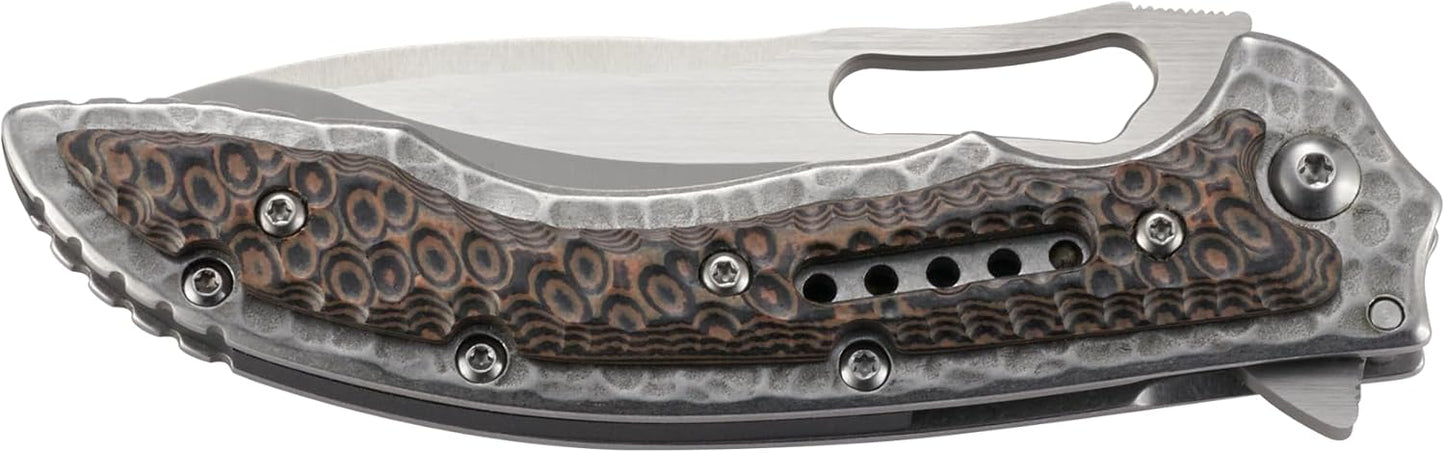 CRKT Fossil Folding Pocket Knife: Compact Stainless Steel Plain Edge EDC Folder with Frame Lock, Everyday Carry Knife, Satin Blade Finish 5460, Brown
