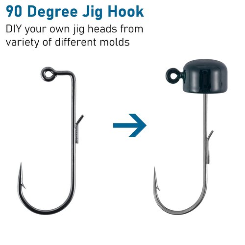 Dr.Fish 30 Pack 90 Degree Jig Hooks with Wire Keeper, Round Bend for Ned Rig, Swimbait, Bass Fishing Jig Mold Making Supplies #3/0
