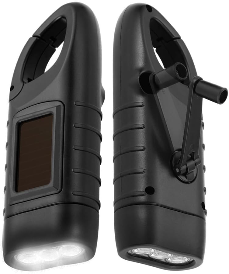 Simpeak 2-Pack Hand Crank Solar Powered LED Flashlight, Emergency Survival Flashlight Torch for Outdoor Sports, Green