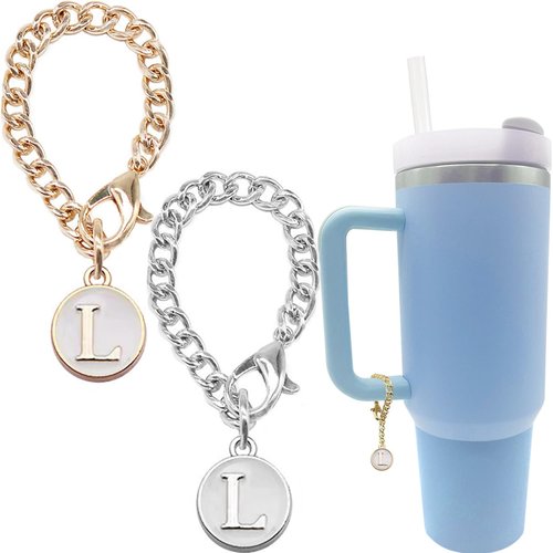 Tovly 2PCS Stanley Cup Accessories Letter Charms Name ID Initial Letter Handle Personalized Charm For Stanley Tumbler (L)