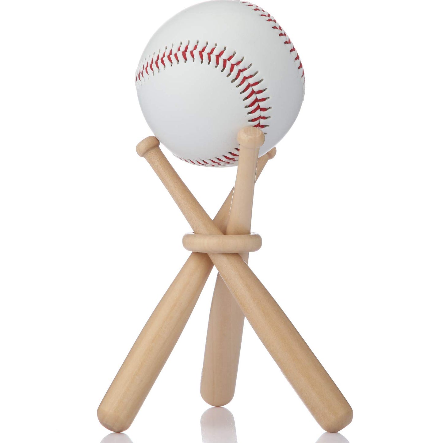 Honoson Baseball Stand Holders Balls Display Bat Wooden Stand Holder Display Centerpieces Tables for Baseball Sports Lover (4 Pack)