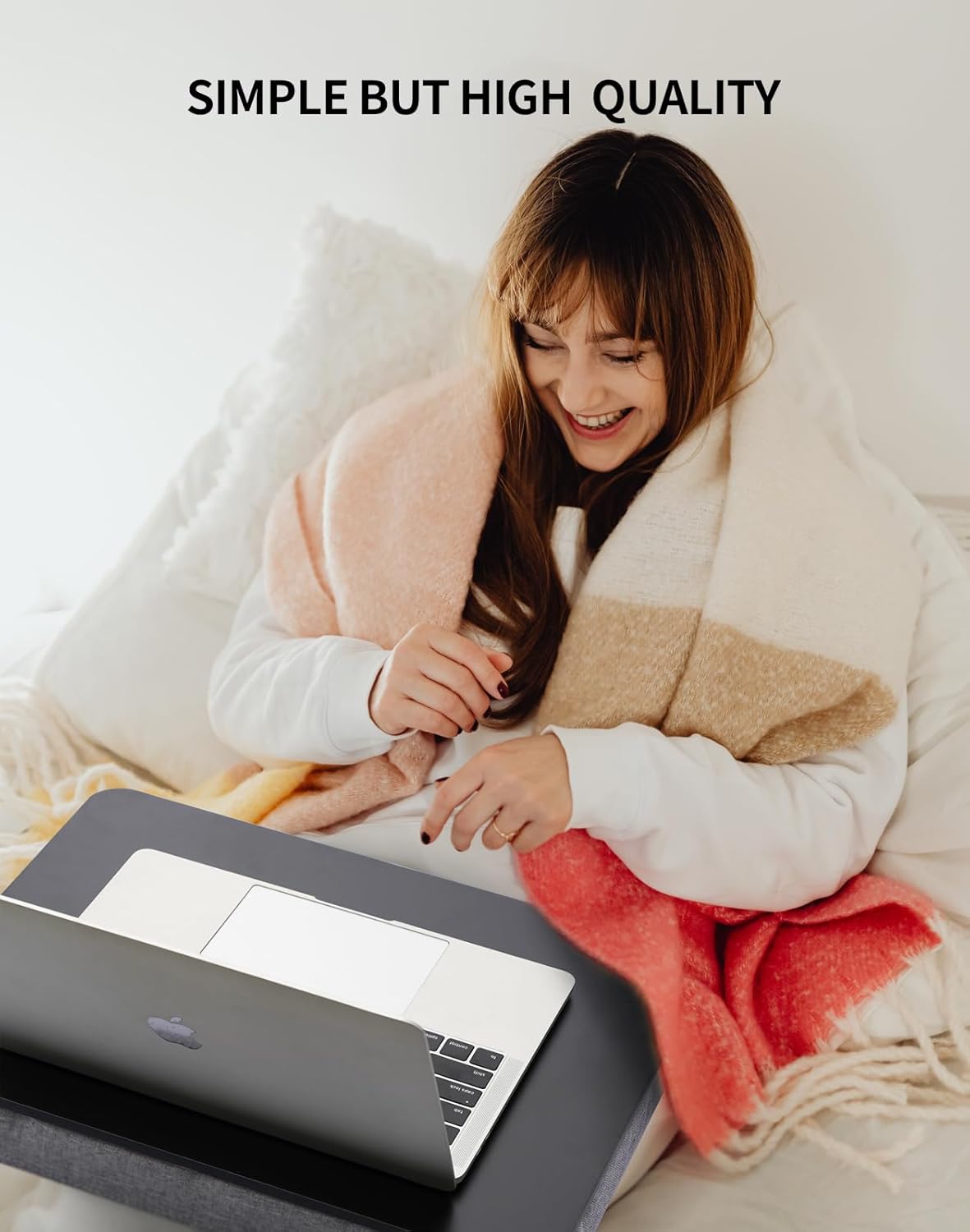 Lap Desk with Pillow Cushion, Portable Laptop Bed Desk, Fits up to 15.6 inch Laptop, Lap Stand for Bed & Couch & Carpet, Book Tablet/Drawing Board - Pink