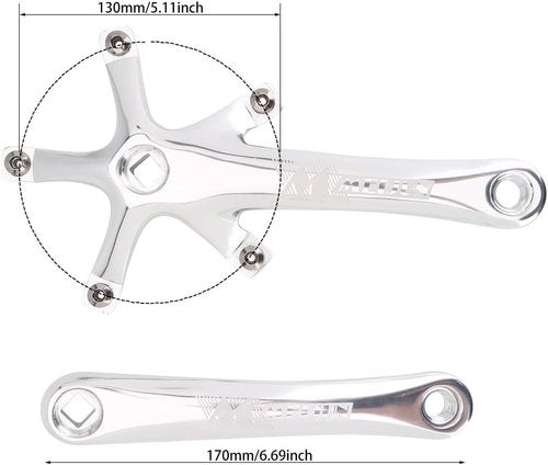 Bike Crankset, Bike Crank Arm Set, Aluminium Alloy Bike Single Speed Crankset, Left and Right Crank Arms Repair Parts for Mountain Bike, Road Bike (1 Pair)