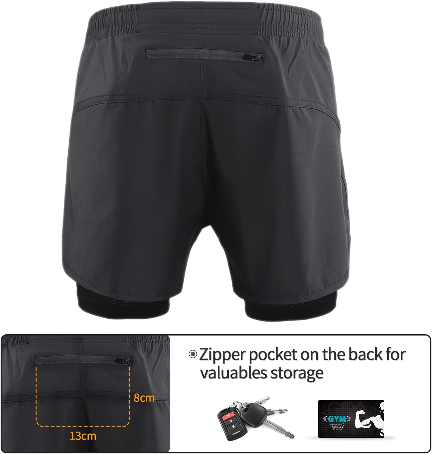 ARSUXEO Men's Active Training Running Shorts 2 in 1