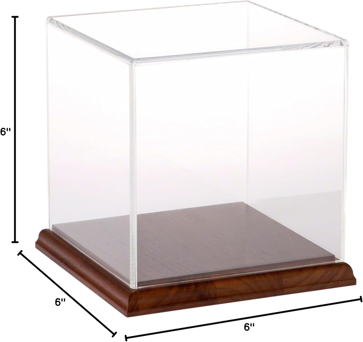 6x6 Clear Acrylic Display Case with Hardwood Base - Premium Quality Showcase