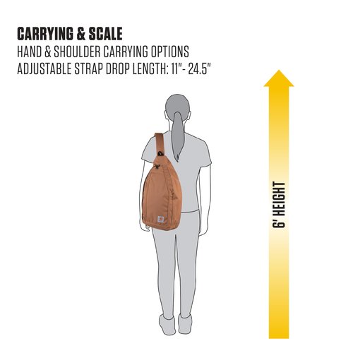 Carhartt Durable Sling Bag, Crossbody Backpack with Side Release Buckle, Tablet Sleeve and Adjustable Strap, Gravel