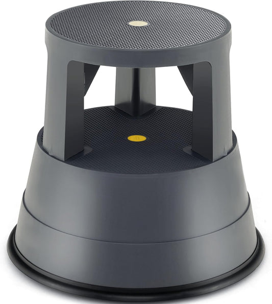 Giantex Rolling Step Stool, Library Stool w/Non-Slip Platform, Thick Rubber Ring, Outdoor Indoor Portable Round Step Stools with Wheels for Adults, Seniors, Kids, Max Load 330 lbs