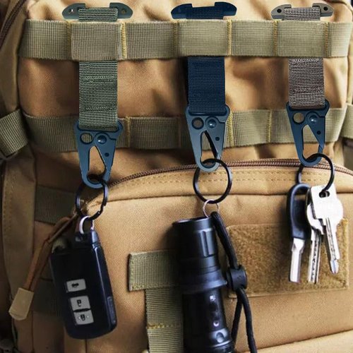Tactical Molle Clip Battle Belt Clip for Tactical Backpack Vest Belt Gloves, T-Mount Hanging Carabiner Molle Webbing Belt Clip Molle Key Holder Tactical Bag/Battle Belt Accessories (Black)