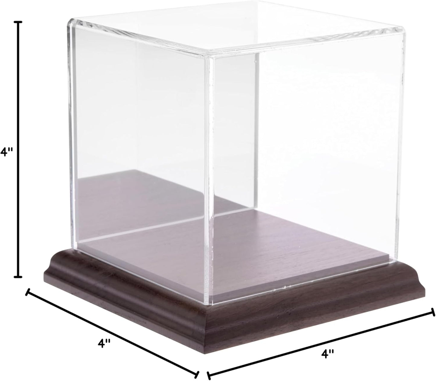 Plymor Clear Acrylic Display Case with Black Base, 4" x 4" x 4"