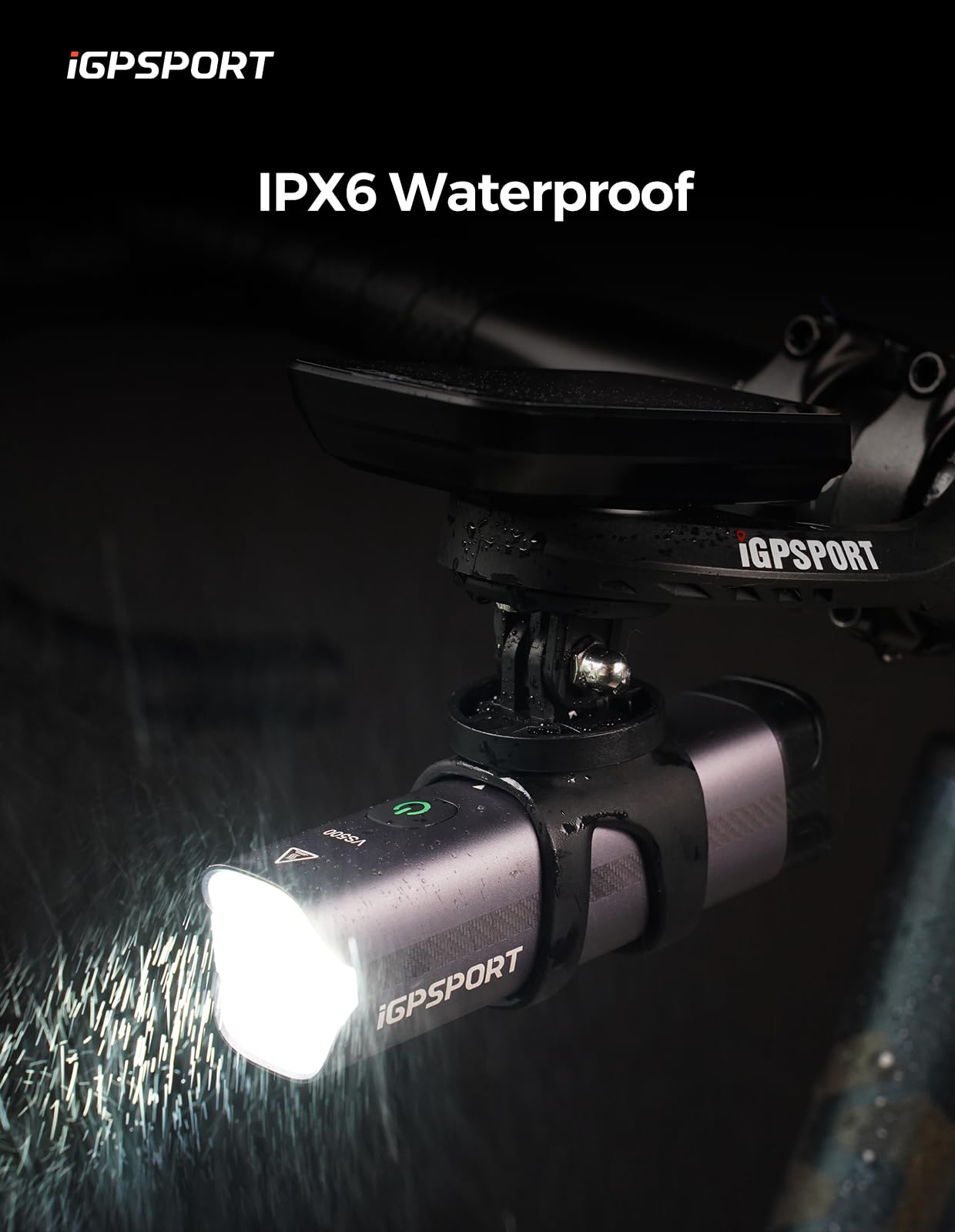 iGPSPORT VS500 Smart Bike Light, 500Lumens Auto Turn On/Off Bright Bicycle Headlight for Night Riding Rechargeable IPX6 Waterproof
