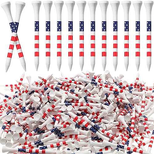 Patriotic Golf Tees Bulk - 600 Pieces, 3-1/4 Inches, Chic Design, Red White Blue