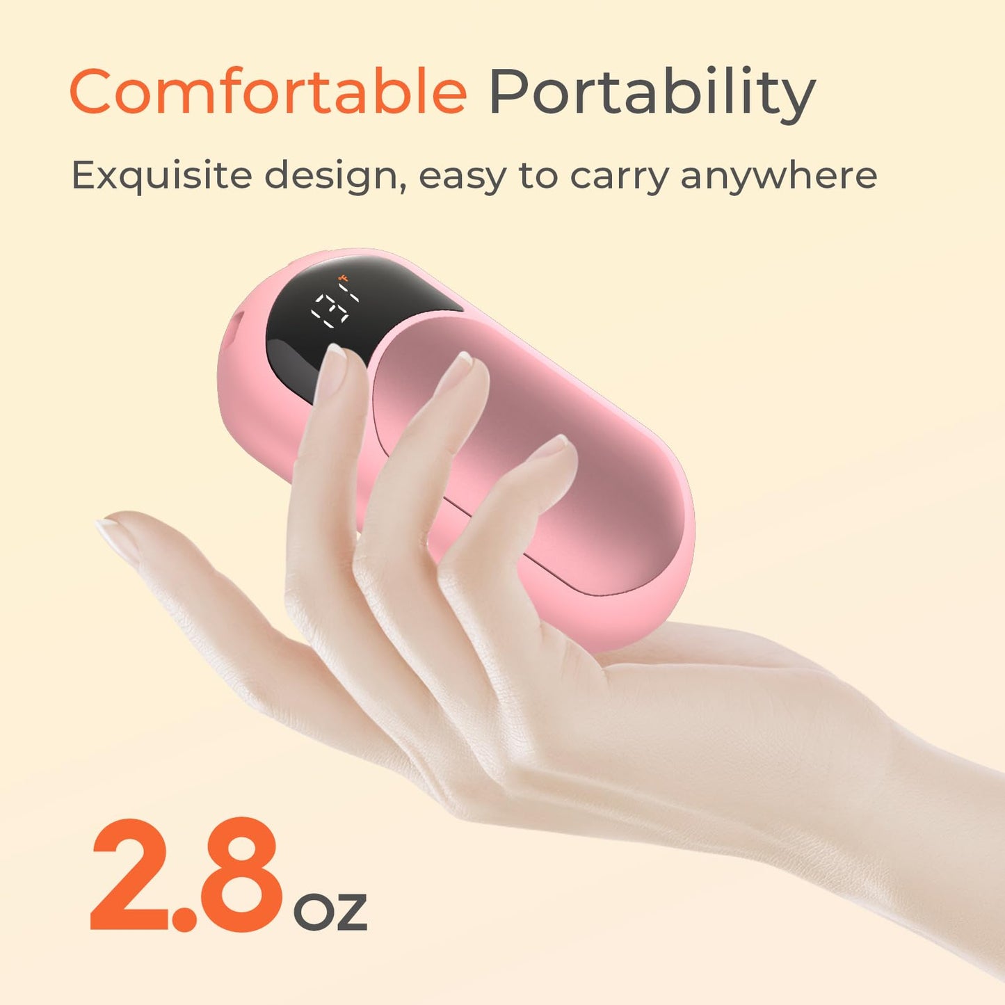 Hand Warmers Rechargeable, 3 Heat Levels (104–131°F) with AI Temp & Battery Display, Pocket Electric Hand Warmers, Fast Heating, Fits in Gloves, Gifts for Women & Men