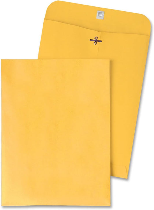 Quality Park 6 x 9 Clasp Envelopes, Clasp and Gummed Closures for Storing or Mailing, 28 lb Kraft Paper, 100 per Box (QUA37855)