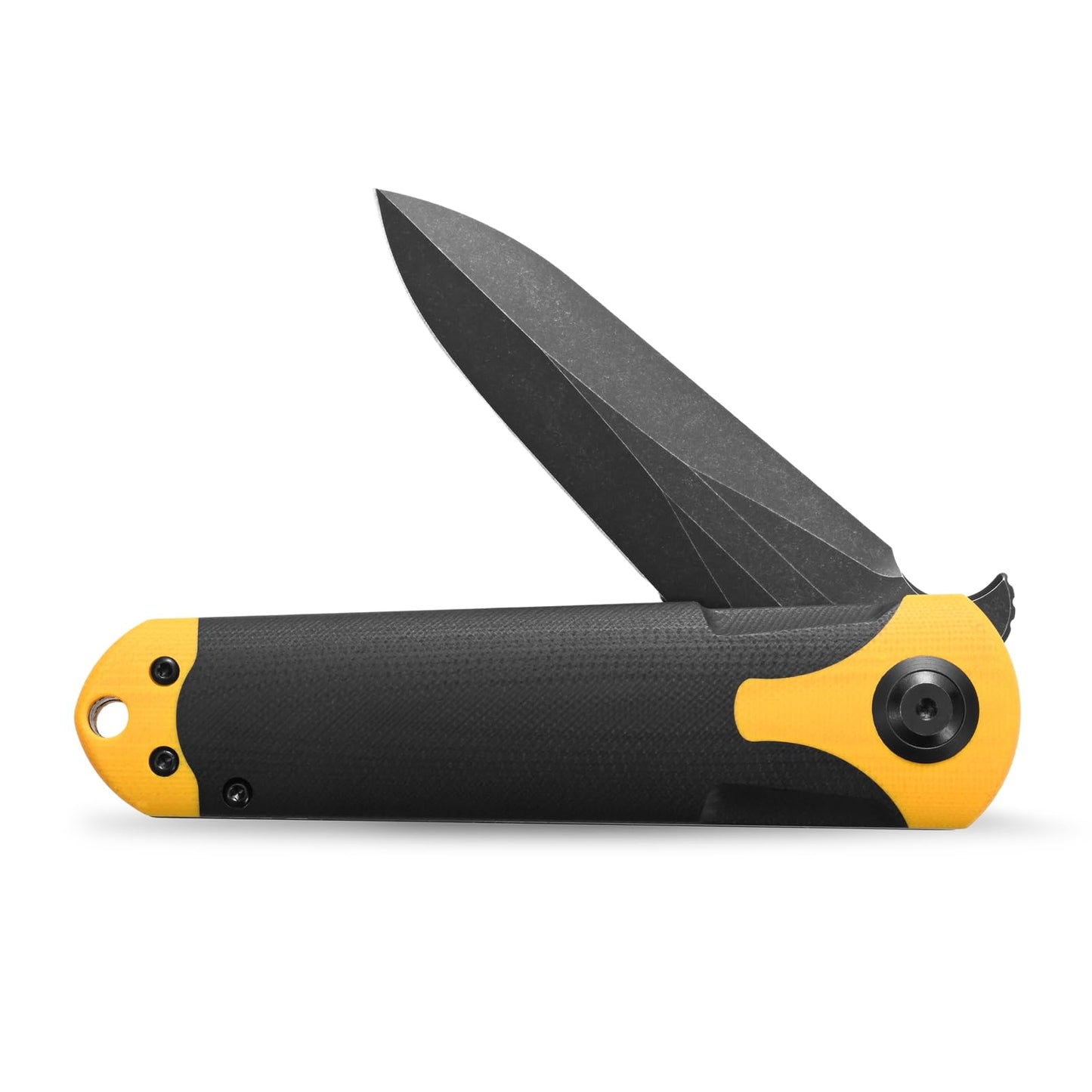 Sitivien ST158 Folding Pocket Knife,Titanium Plating Black Stonewashed DC53 Steel Blade with G10 Handle Chinese Zodiac Series EDC Tool Knife for Outdoor Camping,Hiking,Hunting,Fishing(Black+Yellow) …