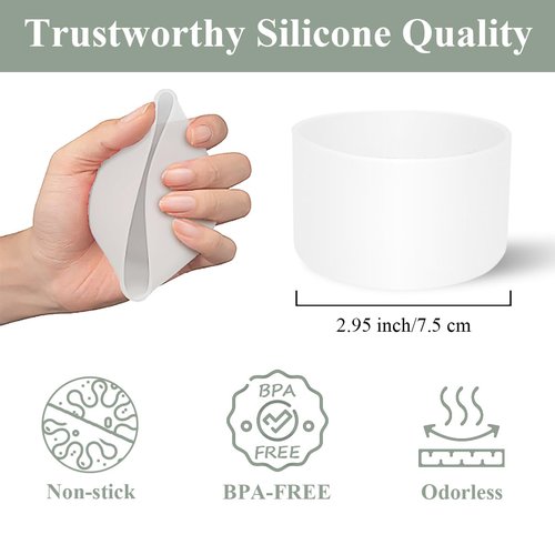 WSGALARY 2 PCS Protective Silicone Boot for Hydro Flask Tumbler 40oz 32oz 24oz, Anti-Slip Water Bottle Accessories Bottom Boot Sleeve Cover for Hydro Flask Travel Tumbler [White+Transparent]