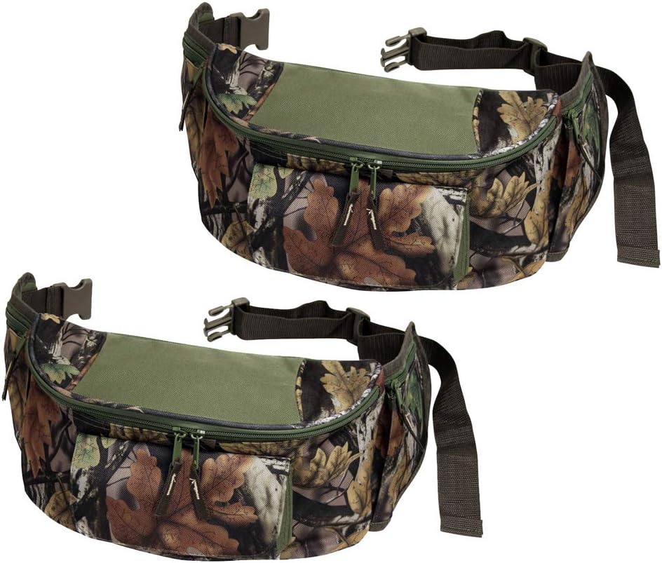 Preferred Nation Extra Large Camouflage Fanny Waist Pack (Set of 2), Sling Shoulder Bag | Great for Camping, Hiking, Hunting, Day Trips Camo
