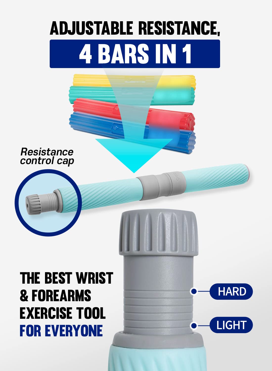 GD Twist Grip Adjustable Resistance Bar for Wrist Strength, Relieves Tendonitis Pain & Improve Grip Strength, Forearm Strength Trainer, Hand Exerciser Bars, Wrist and Elbow Strengthener