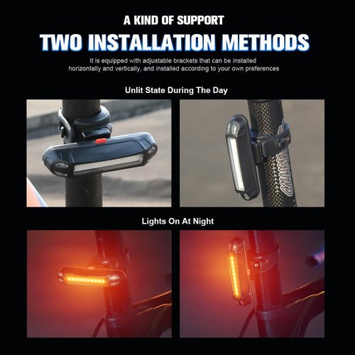 Chemini USB Rechargeable Bike Rear Light,Red/Blue/Green 3 Color 7 Lighting Modes Bike Tailight Waterproof Rear Bicycle Light for Cycling,Backpacks,Helmet-1 Pack