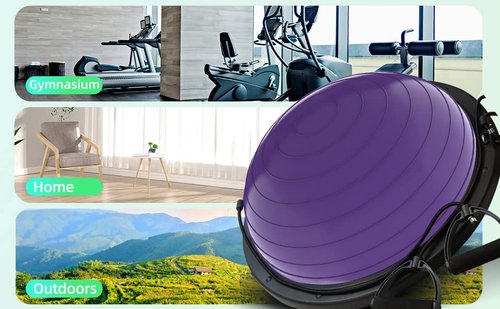 DrfzCa Balance Ball Trainer-Half Ball for Yoga with Resistance Band and Foot Pump, Improve Workout Half Balance Ball,Exercise Balance Ball for Stability Training and Home Gym