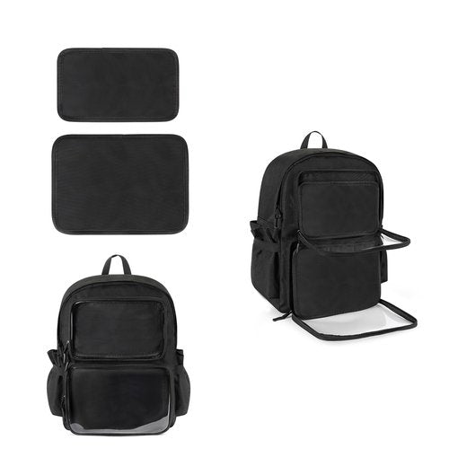 STEAMEDBUN Double Window Ita Backpack(900D) Anime Cosplay Pin Display Backpack Insert Accessories(Black)