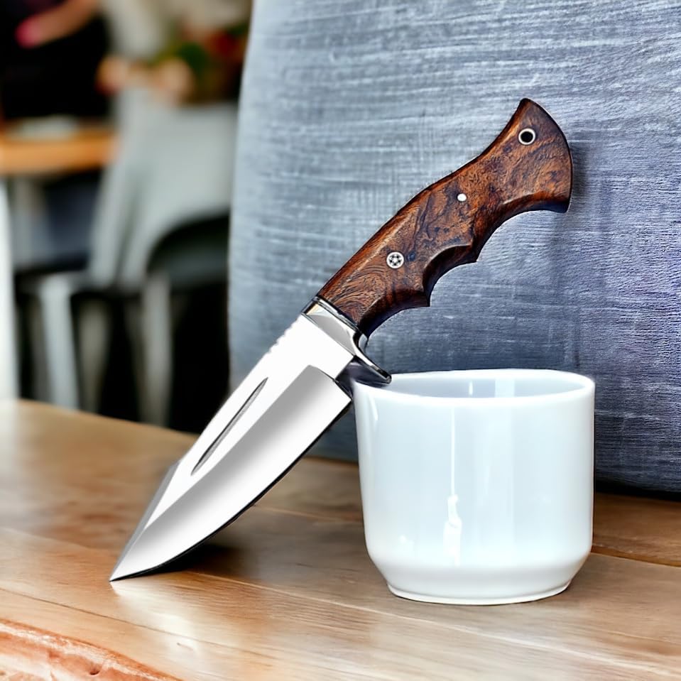 Poshland TR-1168 Custom Handmade Damascus Steel 10 Inches Tracker Knife - Perfect Grip Black Micarta Handle