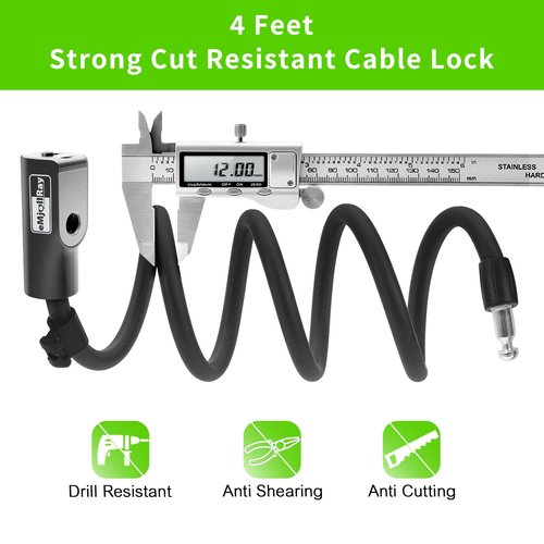 eMjollRay 4 Feet Scooter Lock - Anti Theft Cable Lock with Mounting Bracket, 2 Keys,Fits Electric Scooter, Road Bike, Mountain Bike,E-Bike