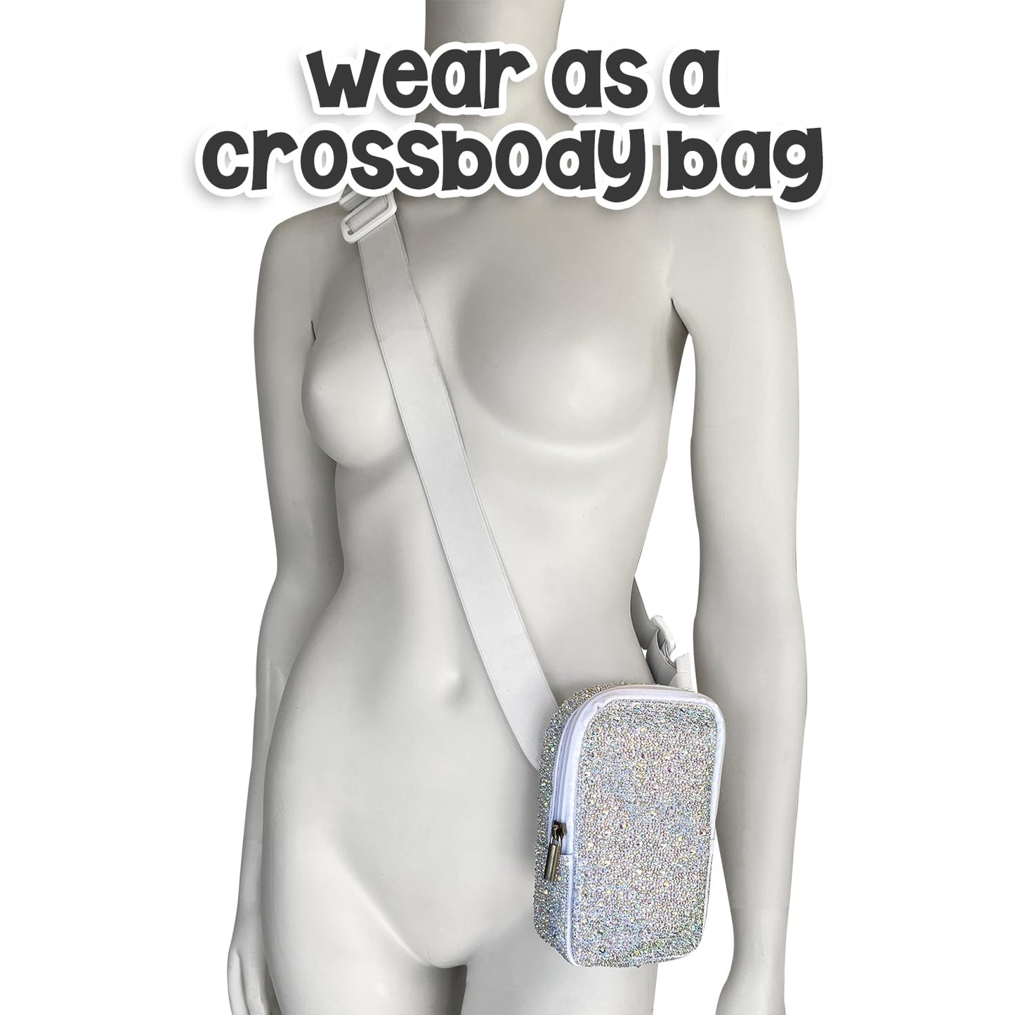 3-IN-1 Thigh Bag Fanny Pack Crossbody Bag | Rhinestone Carnival Leg Harness for Women | Bling Waist Bag | Rave Leg Pack