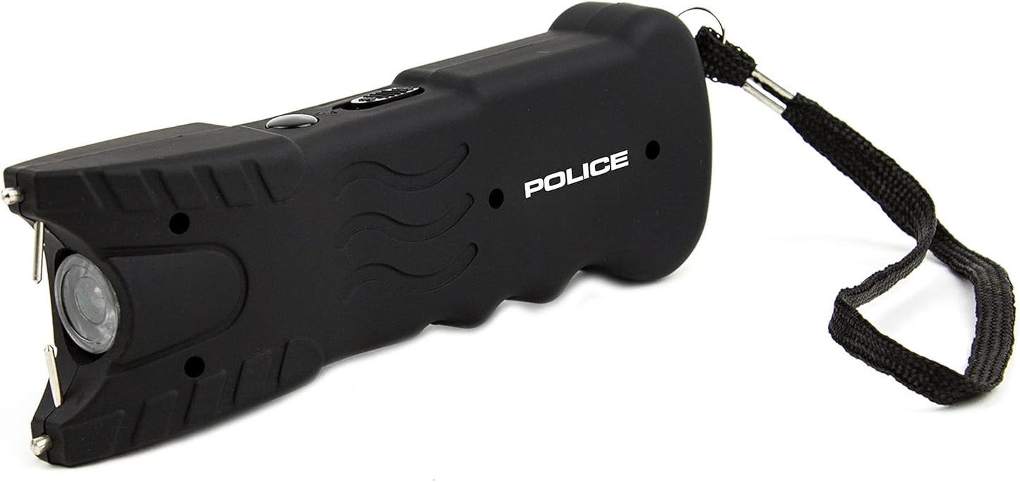 POLICE Stun Gun for Self Defense 916 – High Voltage Rechargeable with LED Flashlight, Compact & Heavy Duty – Personal Security for Women & Men – Black