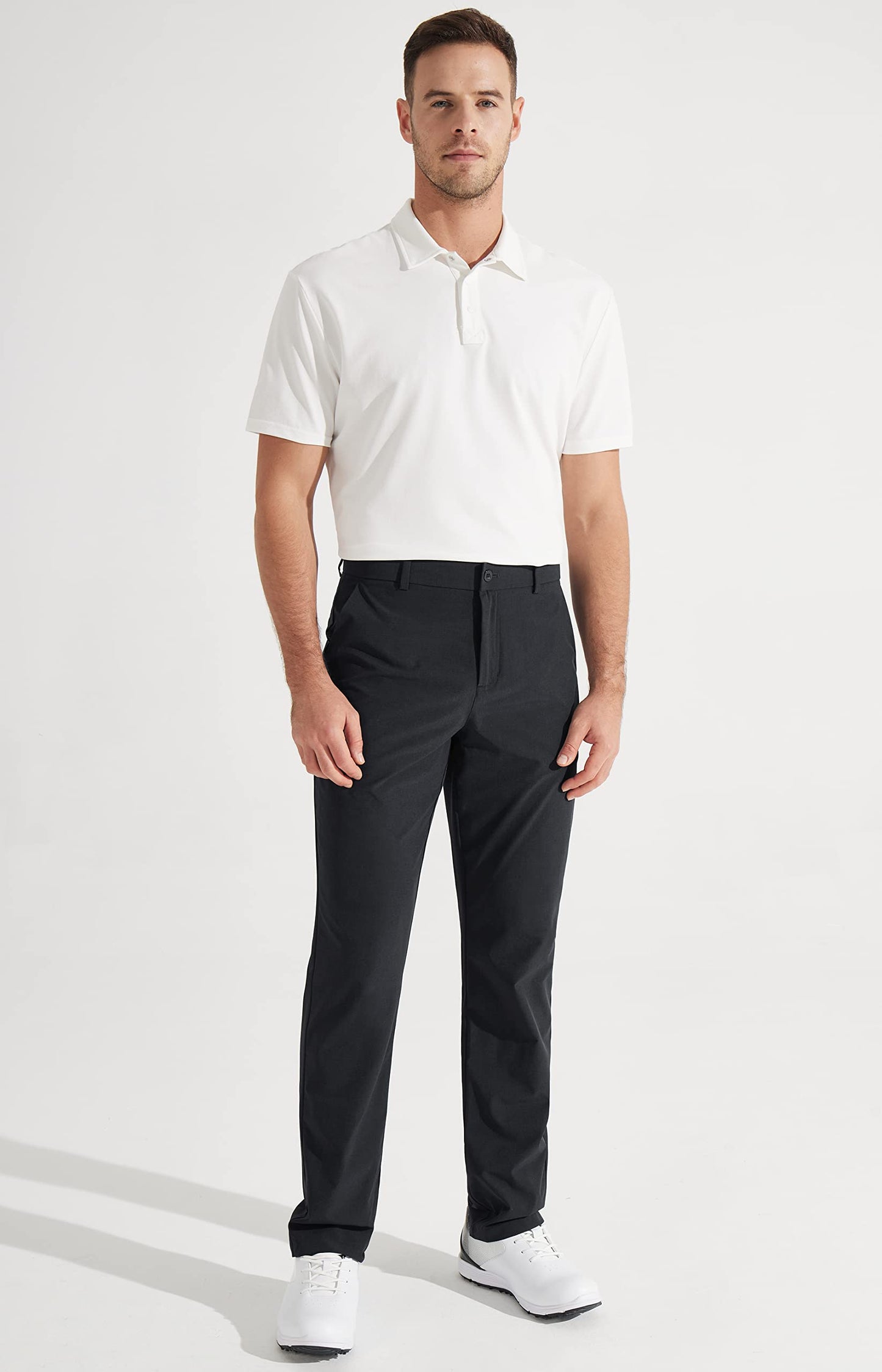 Libin Men's Dress Pants Comfy Lightweight Golf Pants 34" Stretch Business Casual Outfits with Pockets for Work Office Travel Vacation, Black, 42W x 34L