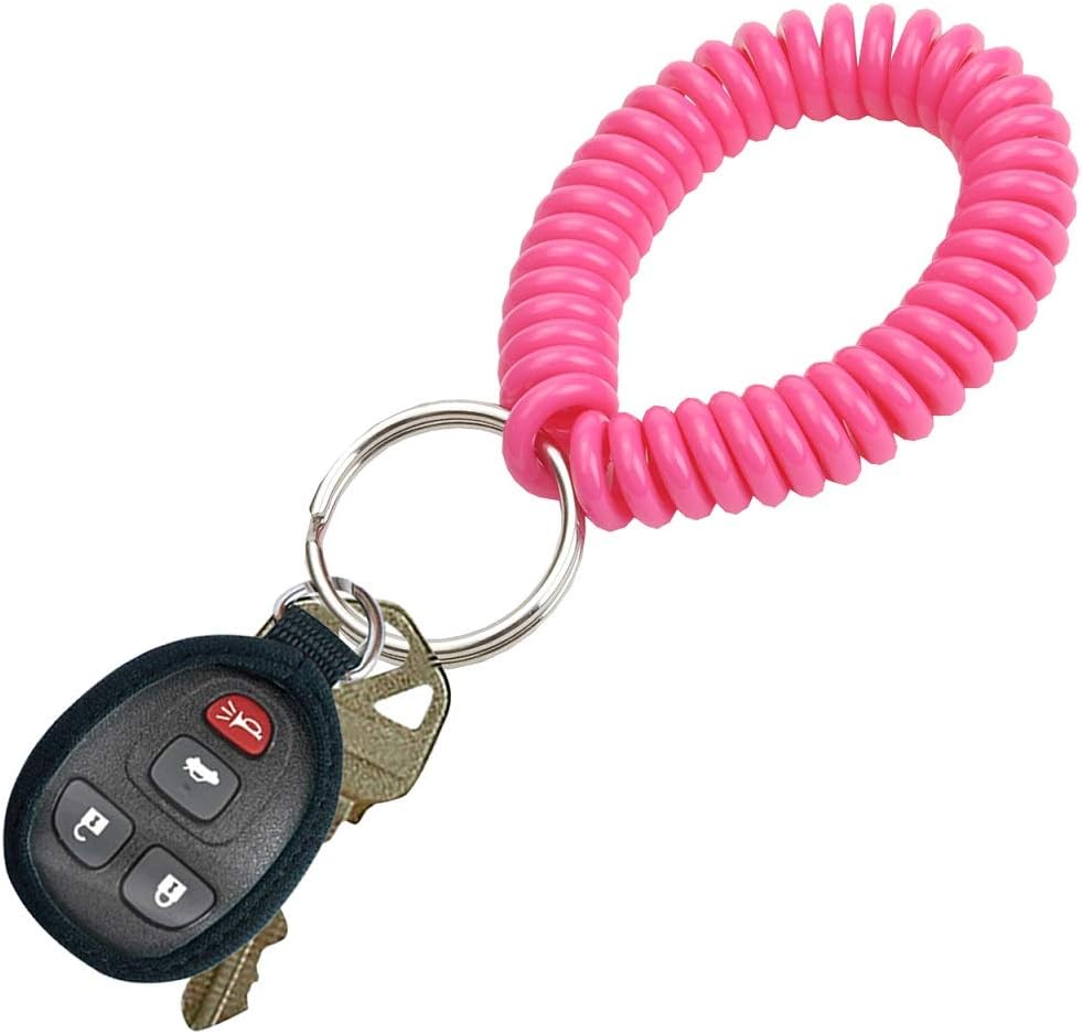 ucky Line 2” Spiral Wrist Coil with Steel Key Ring, Flexible Wrist Band Key Chain Bracelet, Stretches to 12”, Purple, 10 Pack (41065)