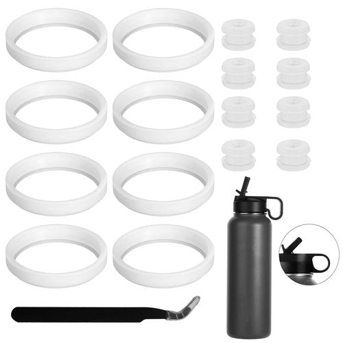 PEUTIER 17pcs Water Bottle Lid Replacement for Thermoflask 24/32/40/64oz, Water Bottle Gasket Replacement Accessories Part O Ring Silicone Seal Ring Compatible with Thermoflask Straw Lid