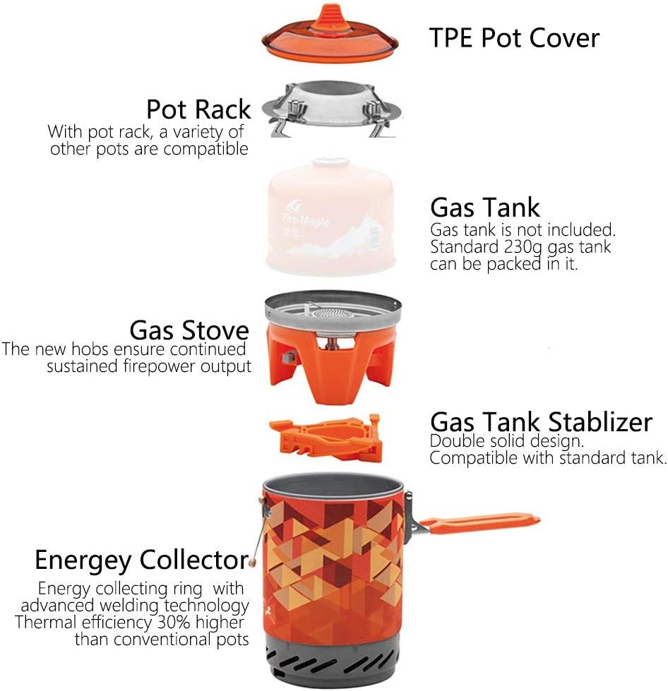 Fire Maple X2 Cooking System Portable Backpacking Camping Stove Camping Pot with Piezo Ignition
