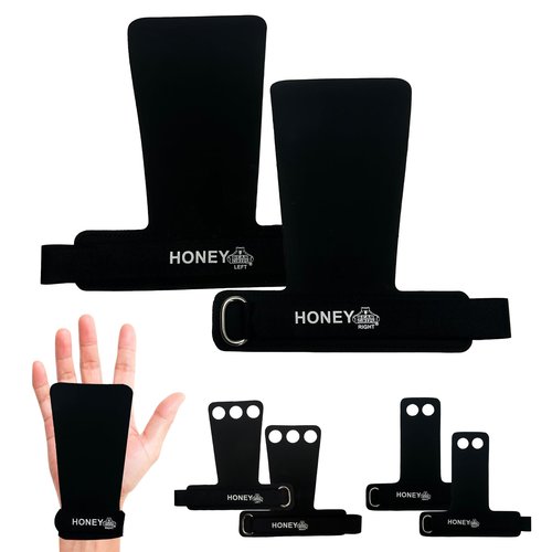 Bear Grips Two Hole Hand Grips, Three Hole Pull Up Grips, No Hole Wrist Grips, WOD Grips for Men and Women. Carbon Fiber Hands Grips, Titanium Hand Grips for Weight Lifting, Speed Pull Up Gloves Grip