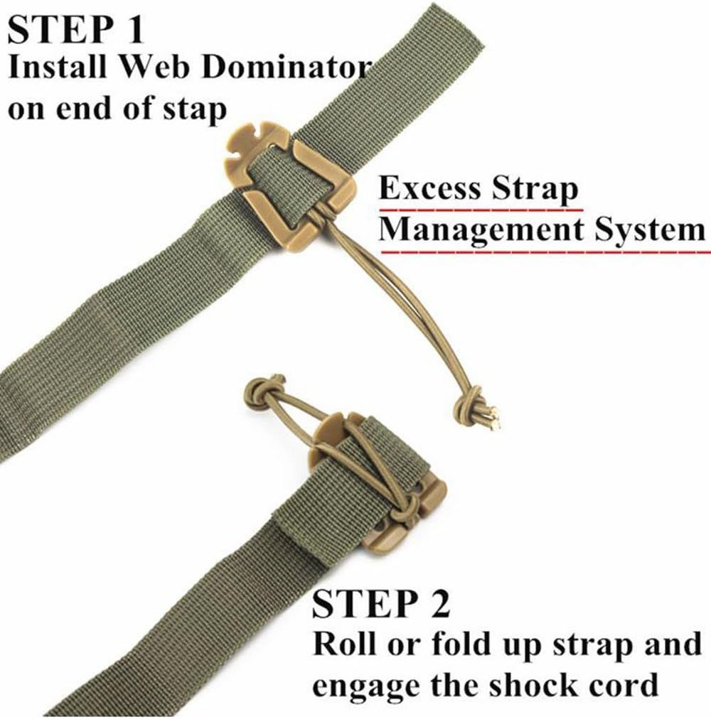 Jadedragon Multipurpose Tactical 360 Rotation D-Ring Clips/Locking Carabiner/Hydration Tube Clips/Elastic String Strap Management Tool for MOLLE Webbing Attachment Backpacks