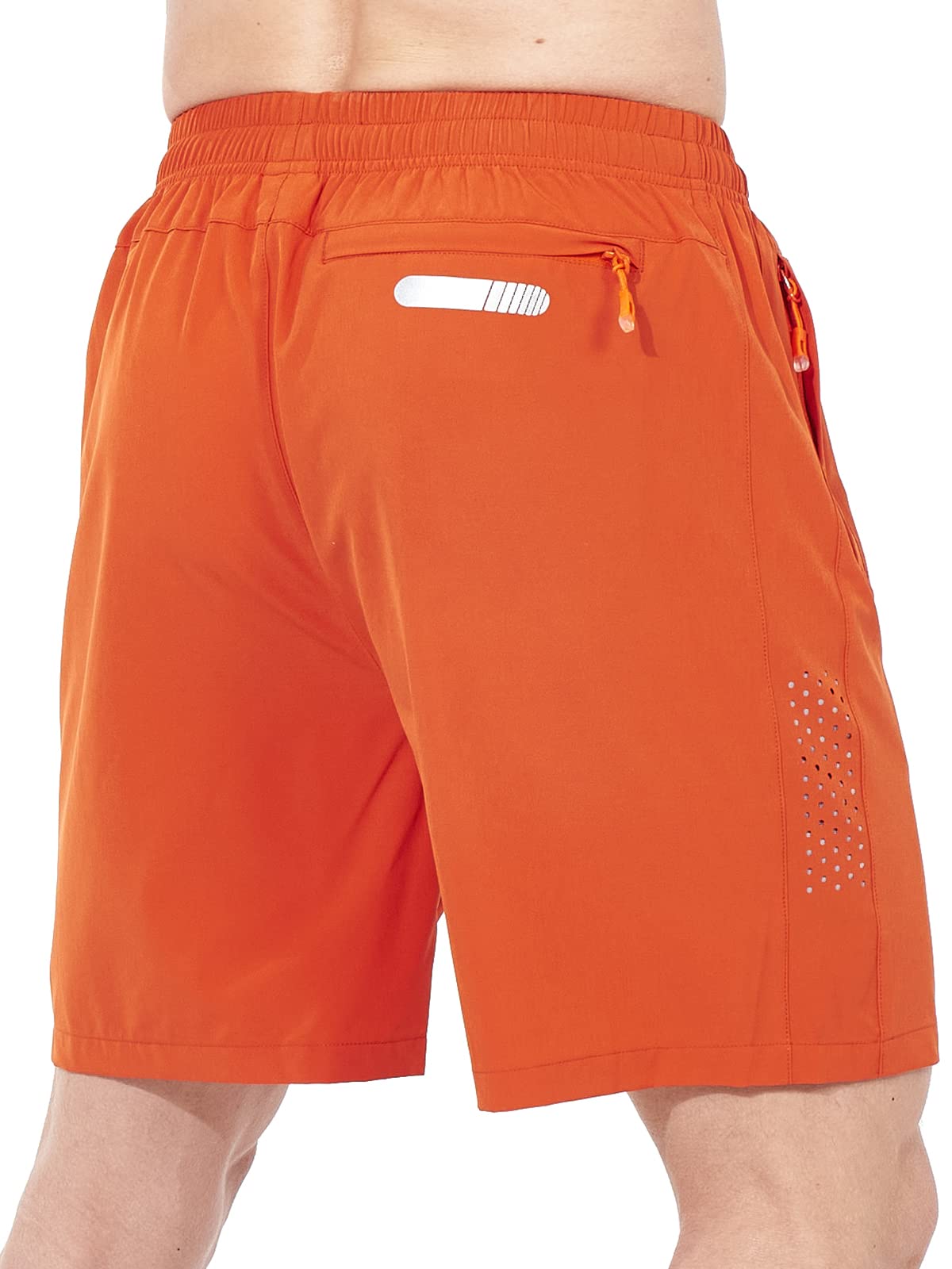 NORTHYARD Men's Athletic Running Shorts Gym Workout 7"/9"/5" Quick Dry Lightweight Sports Basketball Tennis 3 Zipper Pockets Orange 2XL