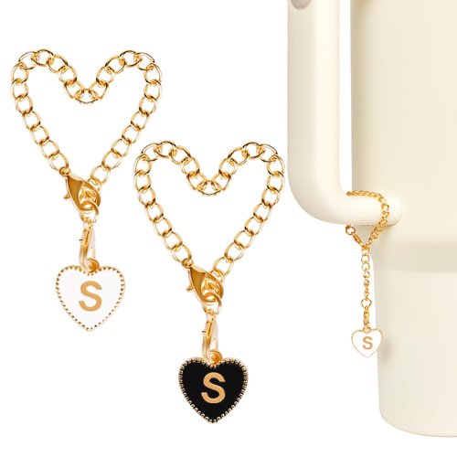 ChicMart Initial Name ID Personalized Handle Charm for Stanley Cup, 2PCS Metal Charm Accessories(S)