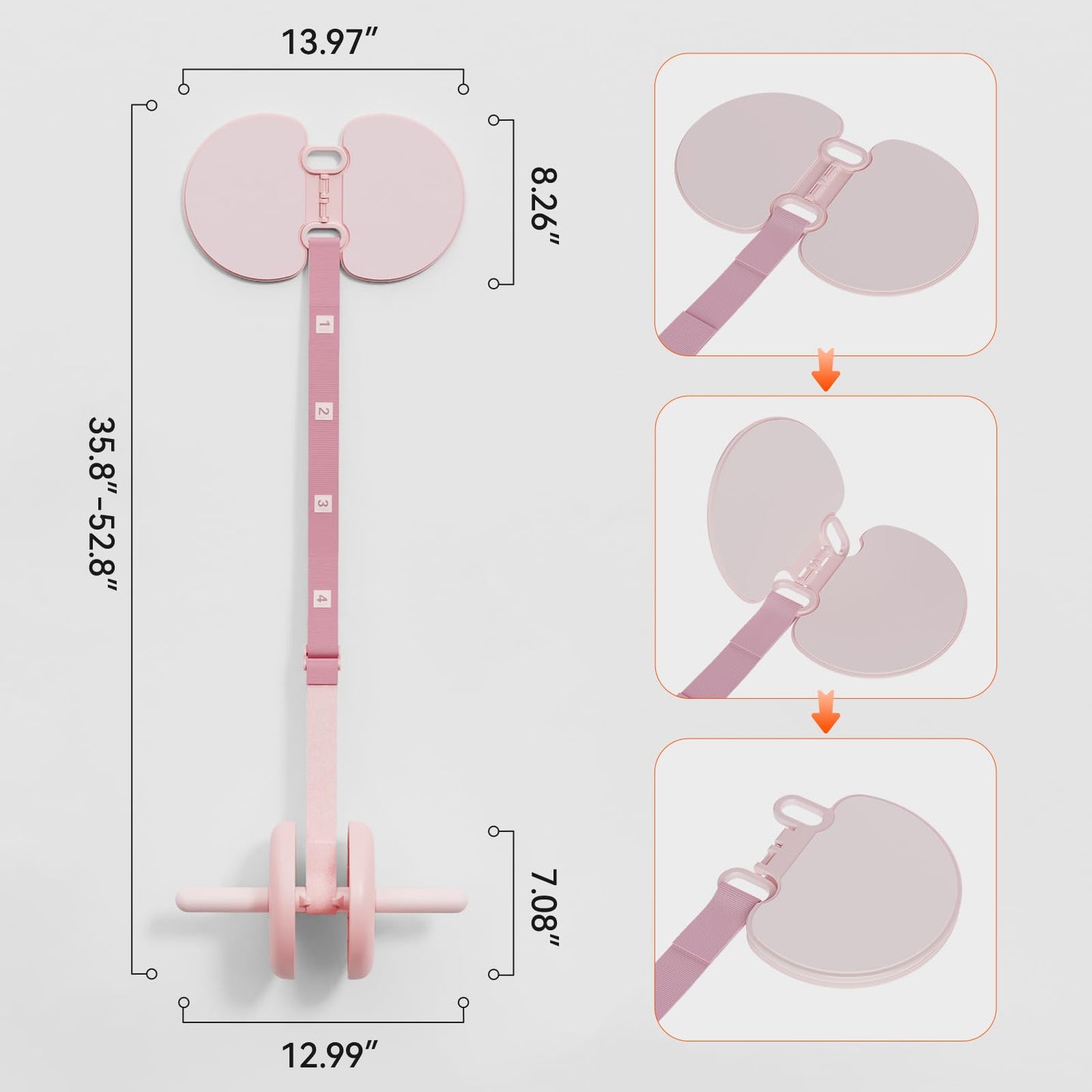 Body Factor Macaroon Ab Wheel with Resistance Band Elastic Strap System for Adjustable Support, Non-Slip Grip Handles (LOTUS)