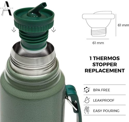 Thermo Stopper Pico de Mate Replacement Part For Stanley Classic Vacuum Insulated Wide Mouth Bottle Thermoss (1.1QT, 1.5QT, 2QT) (Green, Set of 1)