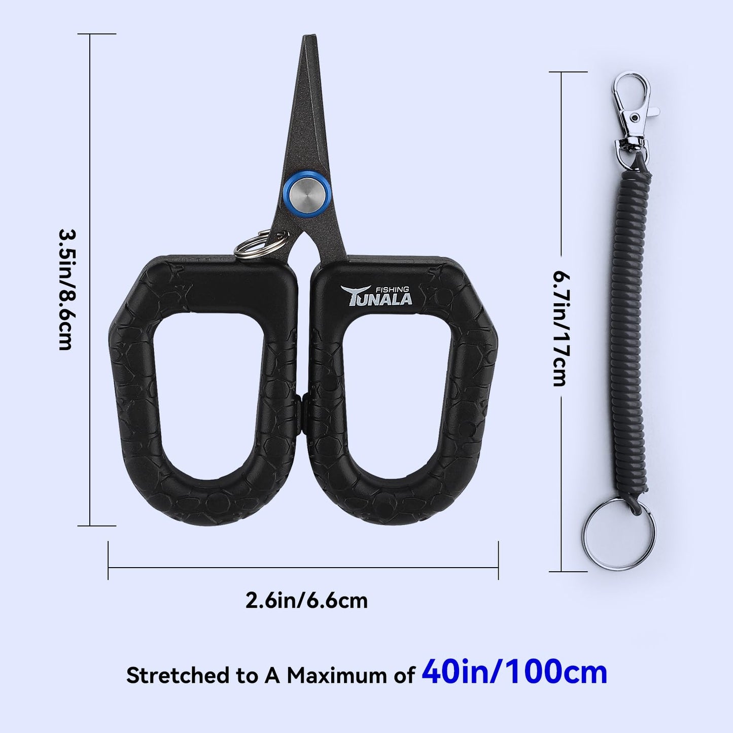 Fishing Scissors for Braided Line Fishing Line Cutter with Serrated Blades,Braid Mono & Fluorocarbon Scissors for Saltwater Fishing Gear with Coiled Lanyard