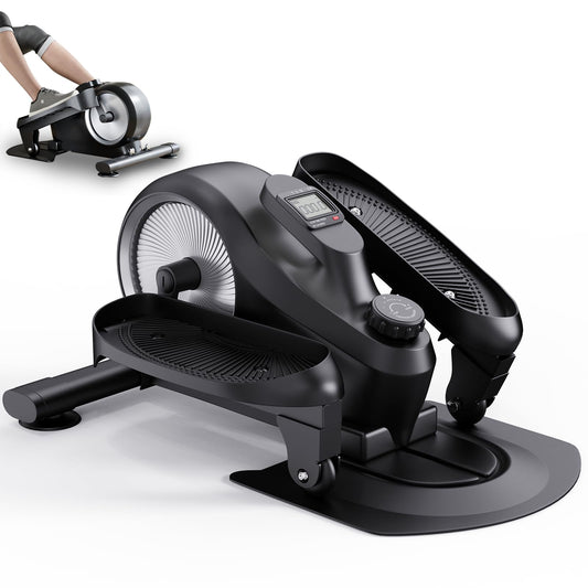Under Desk Mini Elliptical Electric Leg Exerciser While Sitting for Seniors Elderly, Portable Seated Motorized Foot Bike Pedal Exerciser, Small Compact Elliptical Machine with Resistance Home Fitness