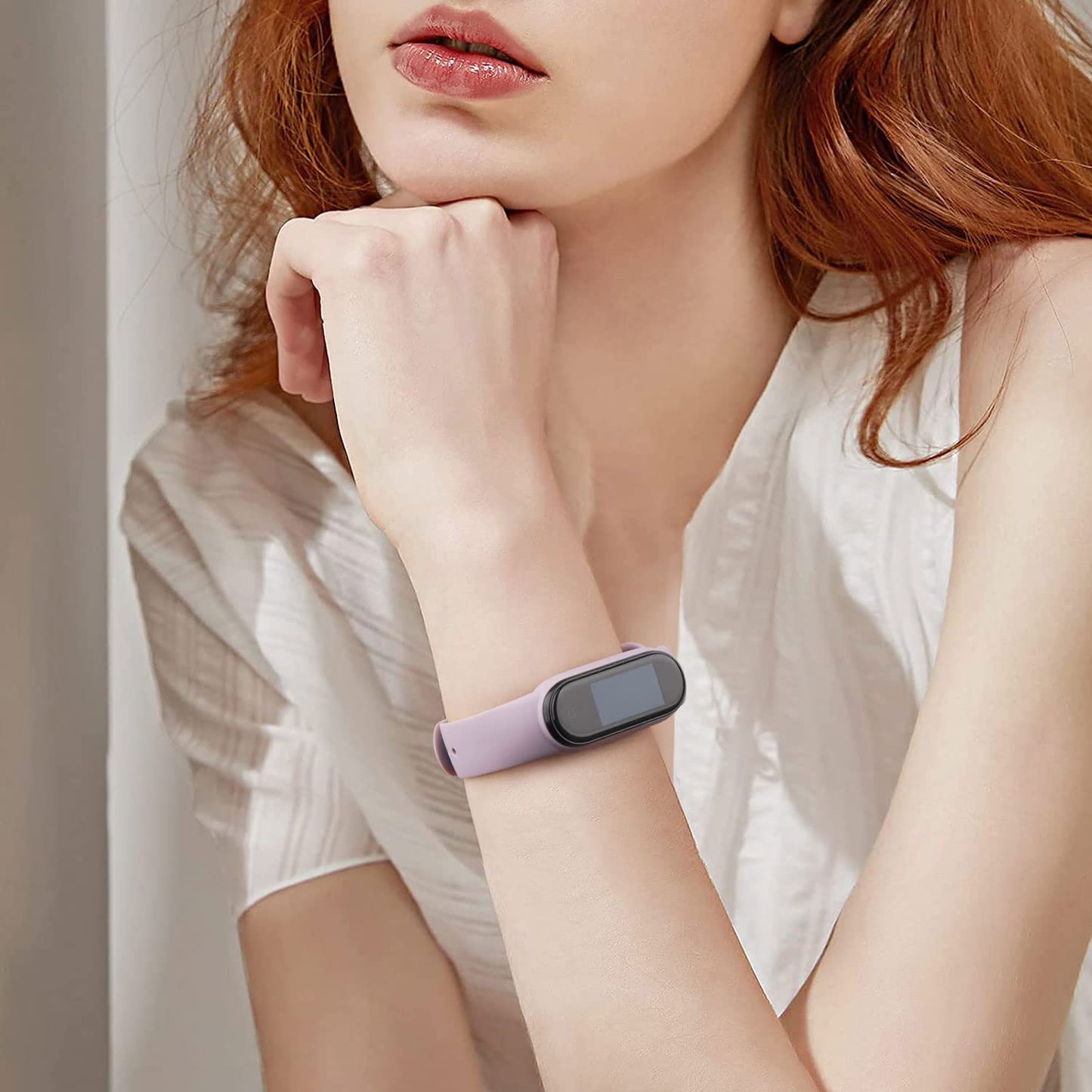 3 Pack Sport Bands for Mi Band 5 Bands & Mi Band 6 Bands, Soft Silicone Replacement Straps for Xiaomi Mi Band 5 & 6 Fitness Tracker (Smoke Violet+Starlight+Light Purple)