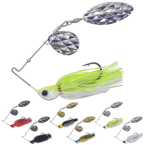 XFISHMAN-Spinner-Baits-for-Bass-Fishing-Lures-Colorado Blade Spinnerbait Set 1/4 oz & 3/8 oz 6 Colors for Bass Pike Crappie & Trout Fishing (Assortment 6 Pack（6 Colors）, 3/8 oz (10.5g))
