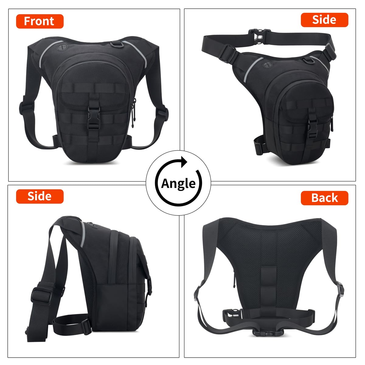 ADRUOX Motorcycle Leg Bag, Thigh Bag With Leg Strap, Multifunctional Storage, Drop Leg Bag for Motorcycle, Bicycle, Horse Riding, Hiking, Camping, Fishing, Hunting, Outdoor Travel (black)