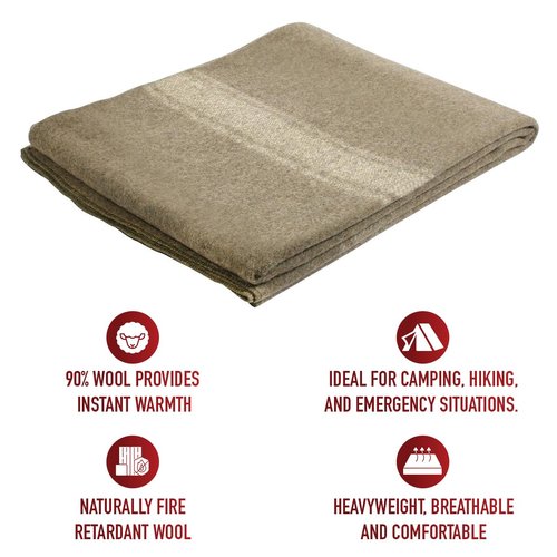 Rothco 22192 European Surplus Style Wool Blanket Size : 66" x 90"