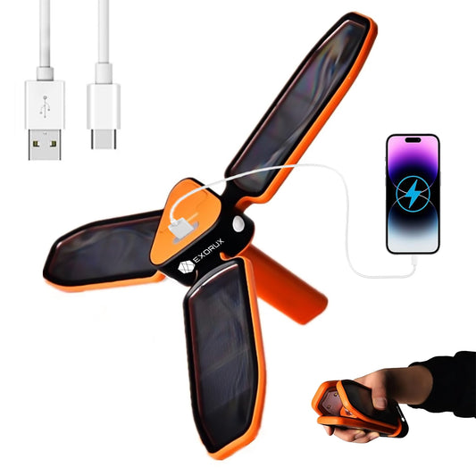 EXORUX 3in1 Solar Camping Lantern/Outdoor Tent Flashlights for Camping, Collapsible Clover Style LED Emergency Light, USB Fast Rechargeable Solar Lantern for Power Outages, Hanging Camping Flashlight